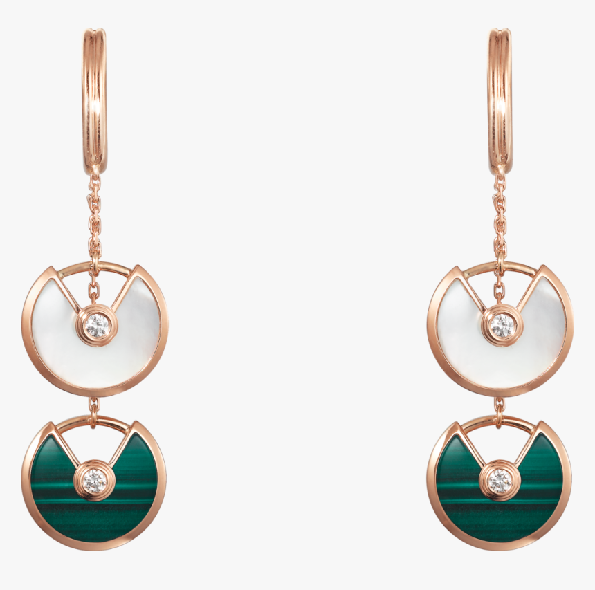 Amulette De Cartier Earringspink Gold, Malachite, White - Amulette De Cartier Earrings, HD Png Download