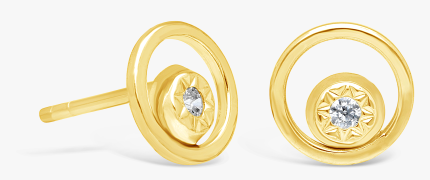 9ct Gold Open Circle Stud Earring With Cz In The Inside - Circle, HD Png Download