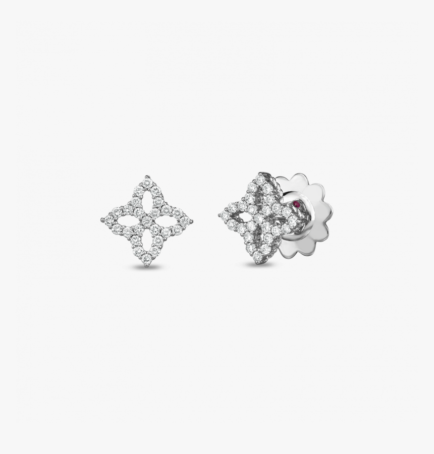 Roberto Coin 18kt Diamond Outline Small Flower Stud - Roberto Coin Princess Flower Cutout Earrings, HD Png Download