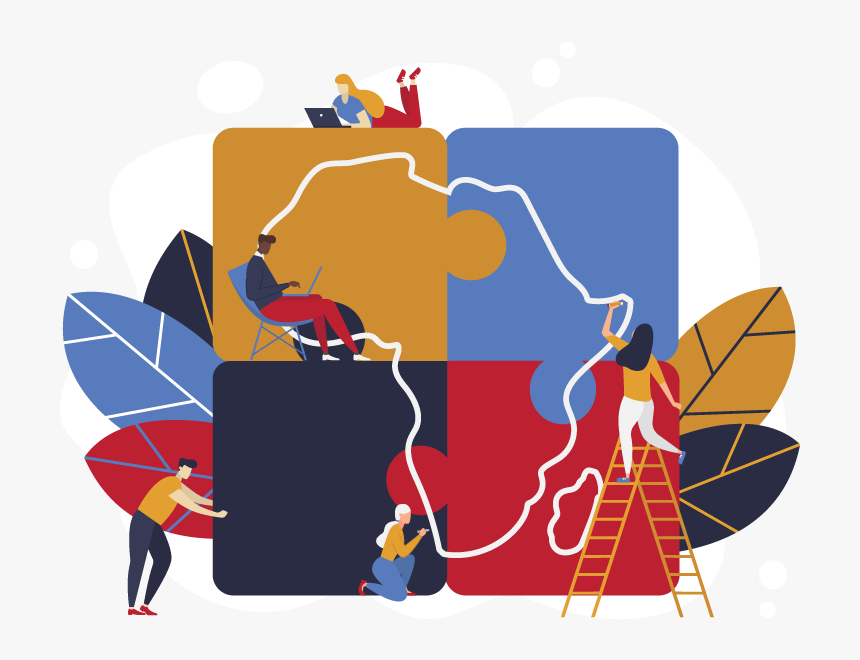 People Putting Together The Puzzle Pieces To Make The - Illustration, HD Png Download