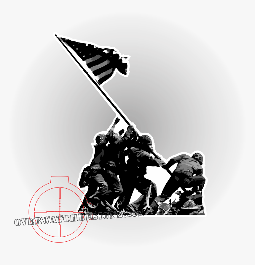 Raising The Flag On Iwo Jima Battle Of Iwo Jima Marine - Marines Us Iwo Jima, HD Png Download