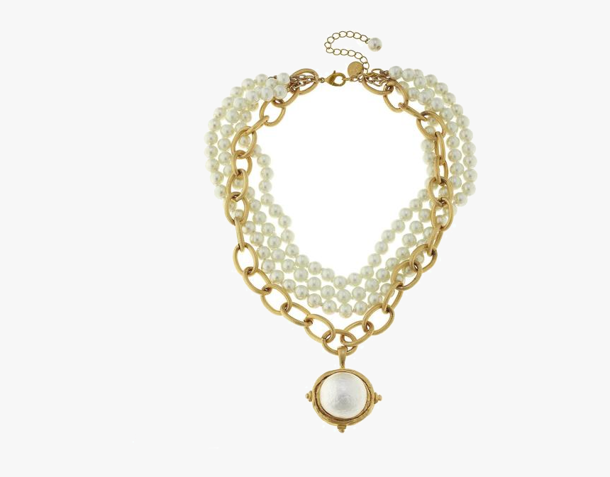 Susan Shaw Handcast Gold Cotton Pearl And Gold Chain - Necklace, HD Png Download
