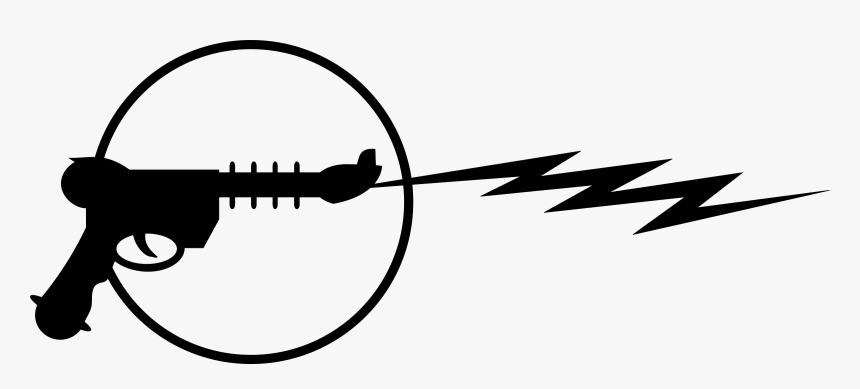 Line Art,silhouette,area - Laser Gun Clipart Black And White, HD Png Download