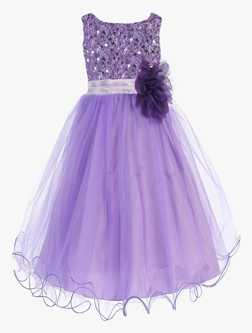 Lavender Sequins, Satin & Layered Mesh Formal Dress - Flower Girl Gown Lavender, HD Png Download