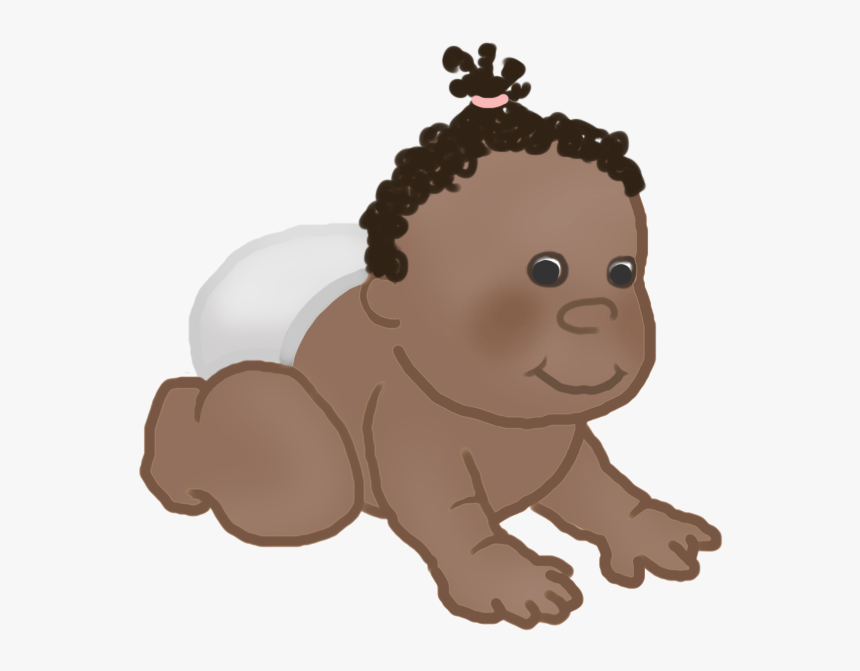 Crawling Baby Clipart Dark Curls - Cartoon, HD Png Download