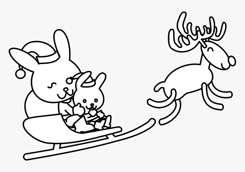 Emotion,art,monochrome Photography - Christmas Rabbit Coloring Pages, HD Png Download