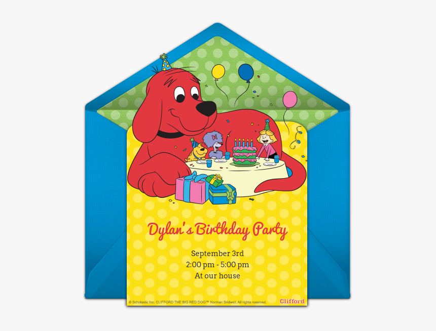 Clifford The Big Red Dog Party Invitation, HD Png Download