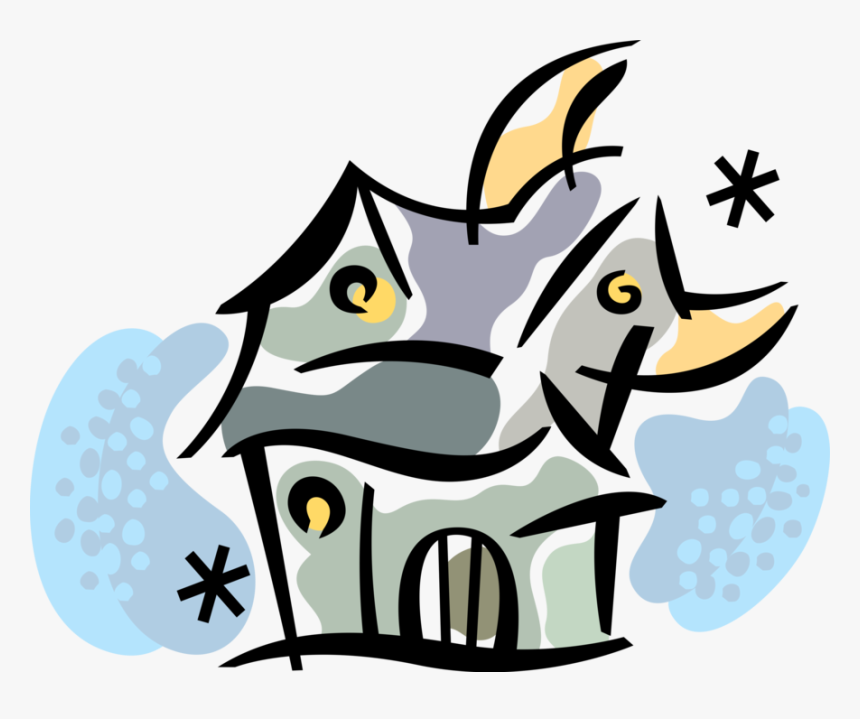 Vector Illustration Of Halloween Haunted House At Night - Spanish Class Clipart, HD Png Download