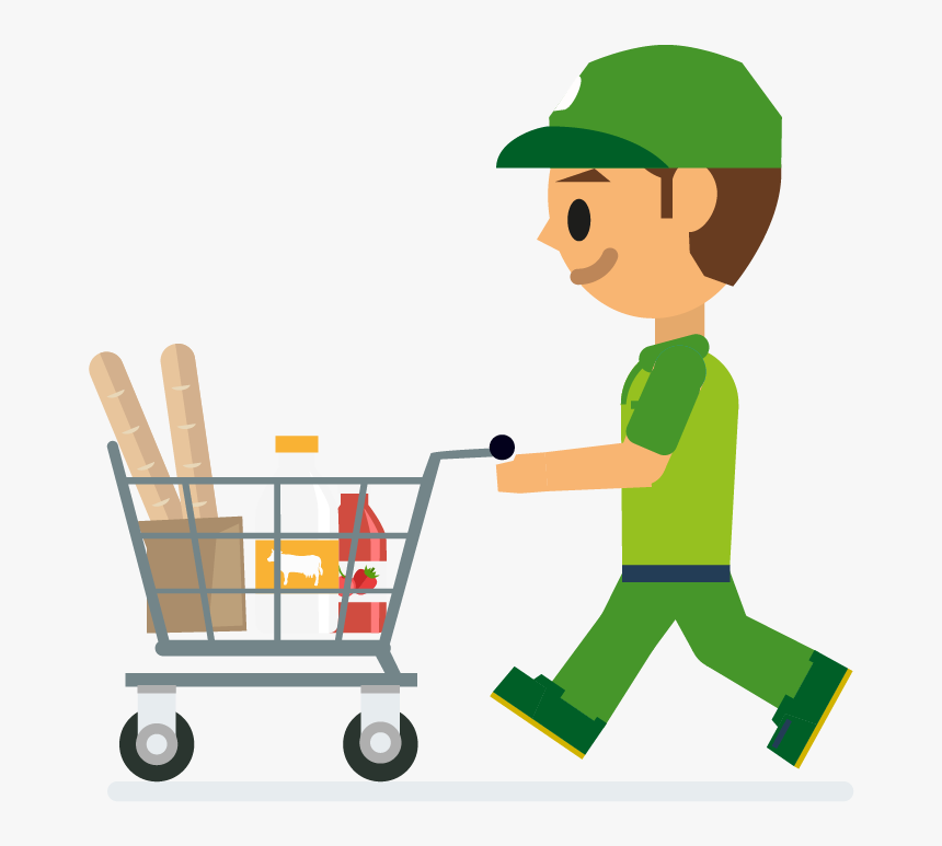 Boneco Com Carrinho De Supermercado, HD Png Download