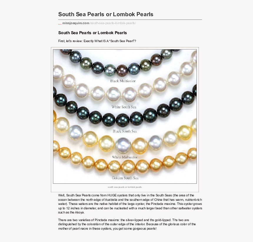 Transparent Strand Of Pearls Png - South Sea Pearl Shapes, Png Download