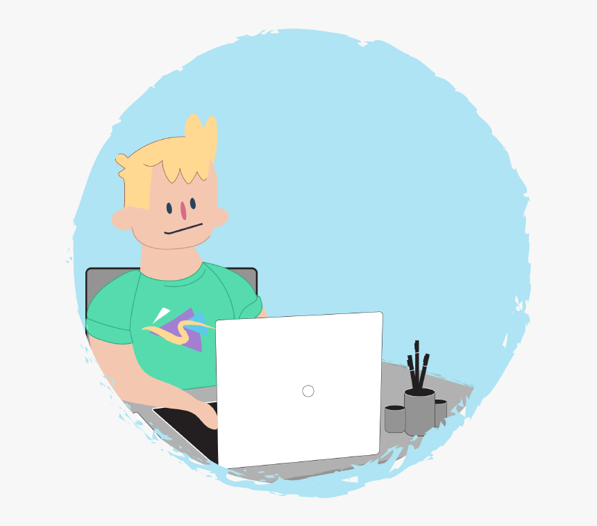 Boy Working On Laptop - Cartoon, HD Png Download