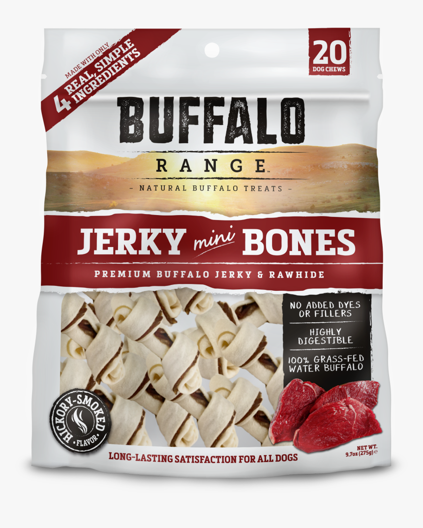 Buffalo Range All Natural, Grain Free Jerky Mini Bone - Buffalo Range Jerky Mini Bones Dog Treats Hickory, HD Png Download