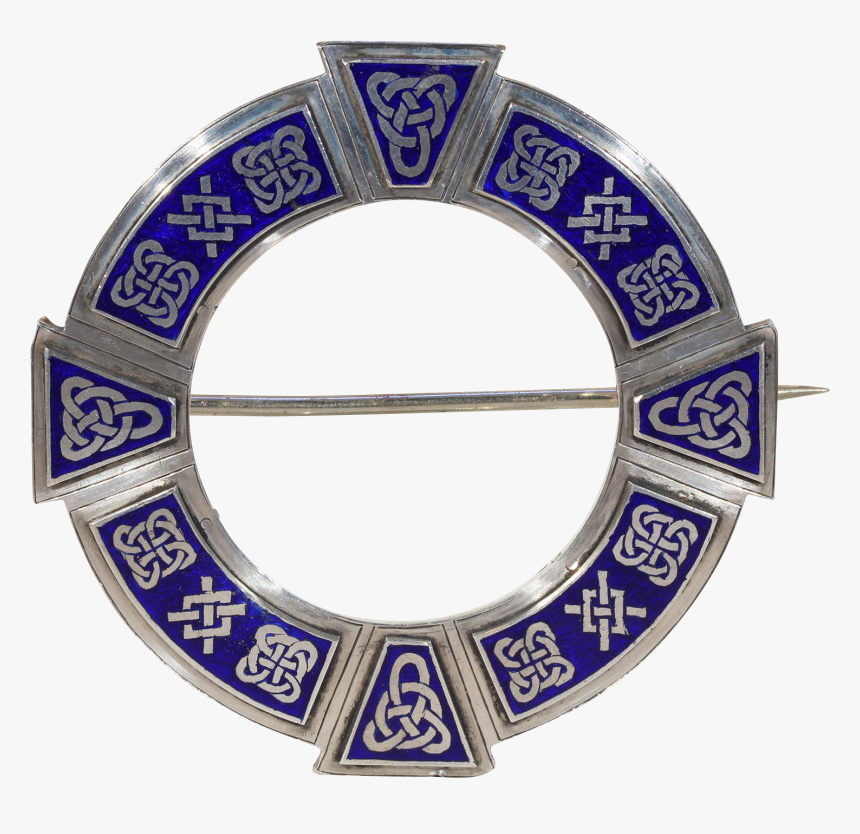 Large Antique Irish Plaid Pin Brooch Blue Enamel Celtic - Circle, HD Png Download