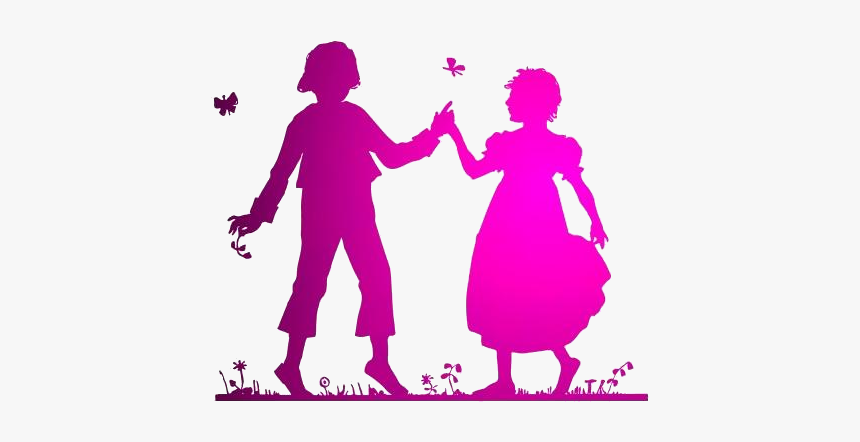 Transparent Friends Silhouette Png - Silhouette Of A Girl And Boy Holding Hands, Png Download