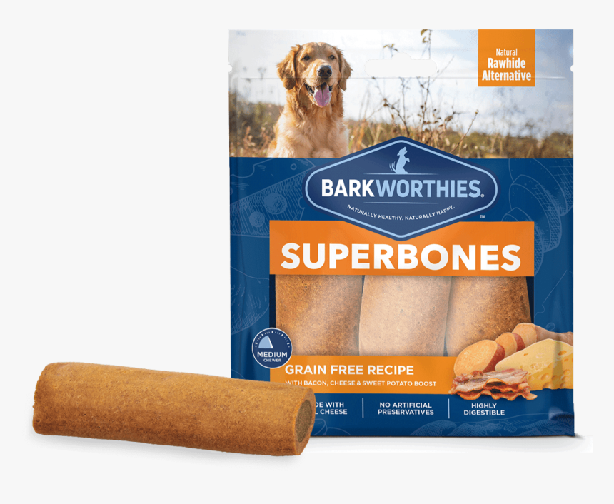 Bag Of Bacon, Cheese, And Sweet Potato-flavored Superbones - Barkworthies, HD Png Download