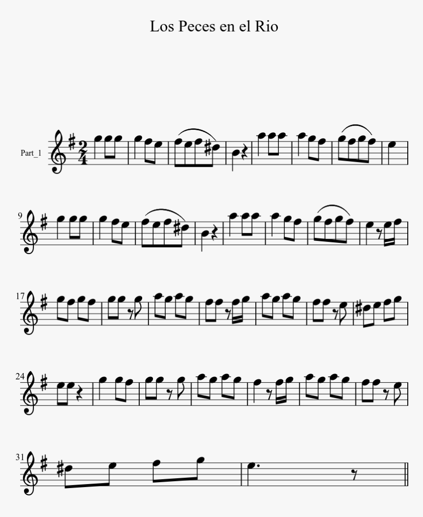 Peces En El Rio Partitura, HD Png Download