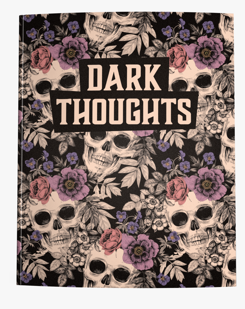 Notebook With A Background Of Skulls Wearing Flower - Floral Design, HD Png Download