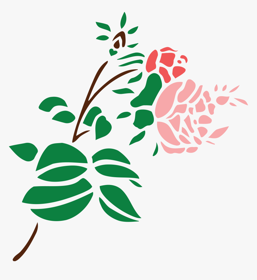 Free Clipart Of A Stem Of Roses - Rose All Over Clipart Black & White, HD Png Download
