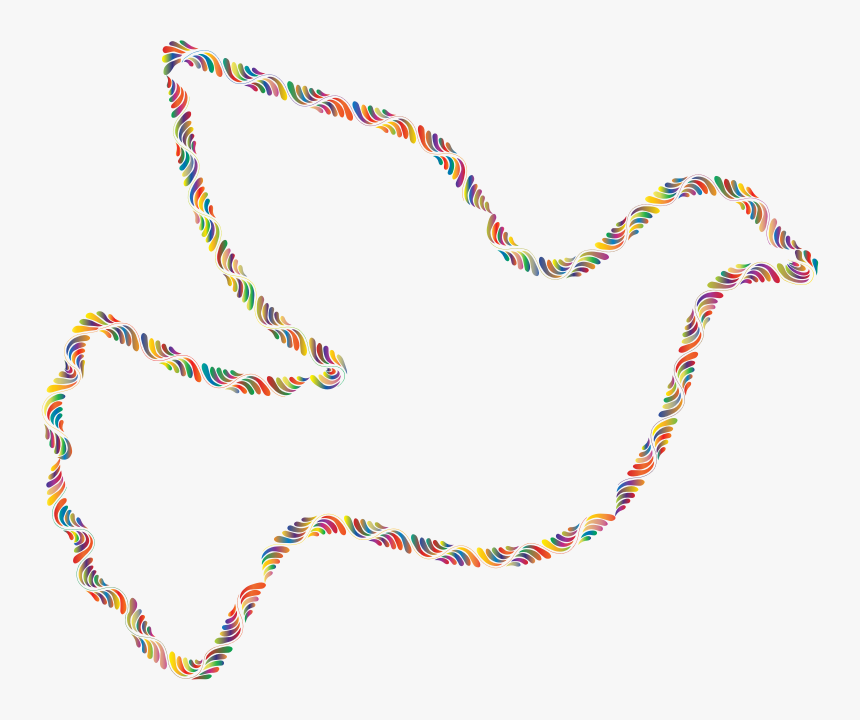 Colorful Trendy Peace Dove 4 No Background - Drawing Dove Outline, HD Png Download