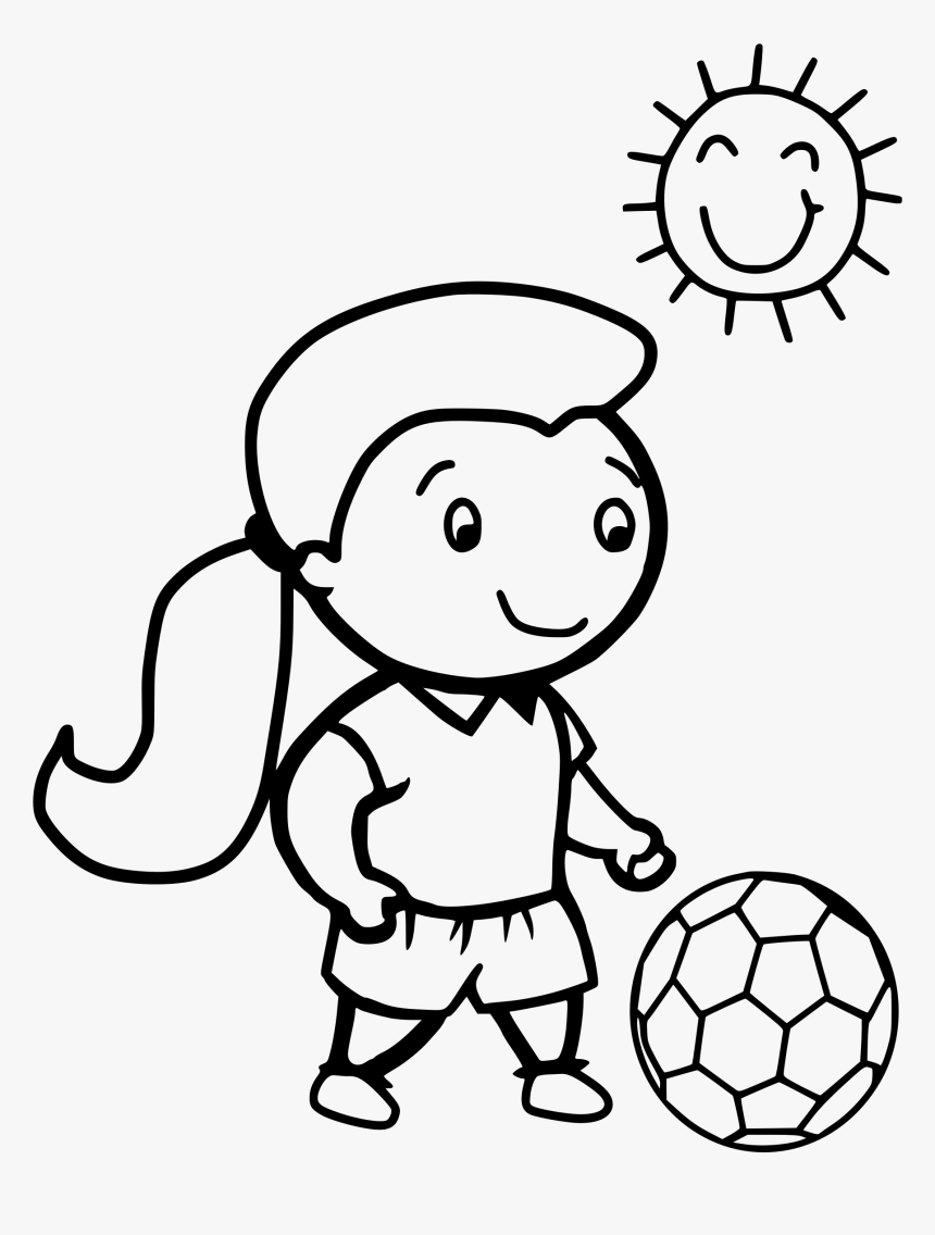 Free Download Coloring Girls Playing Soccer Clipart - Play Soccer To Color, HD Png Download