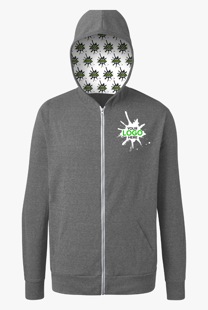 Your Logo Here Adult Triblend Zip Front Hoodie Grey - Hoodie, HD Png Download