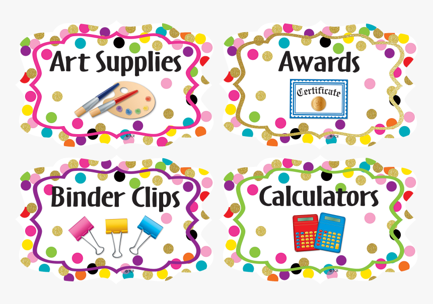 Confetti Supply Labels - Teacher Created, HD Png Download