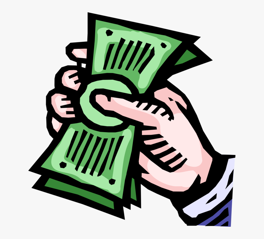 Vector Illustration Of Hand Grasps Cash Dollar Bill - Mao Com Dinheiro Png, Transparent Png