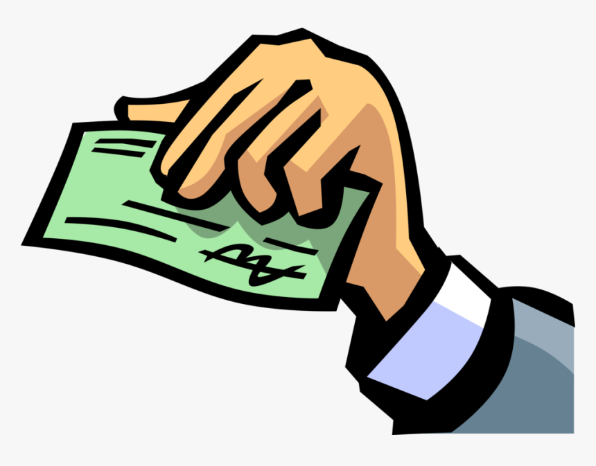 Vector Illustration Of Hand Holds Signed Check Or Cheque, HD Png Download