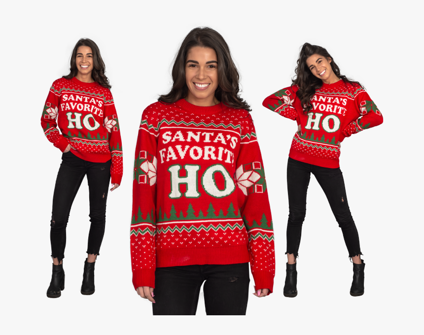 Ho Adult Red Ugly Christmas Sweater - Girl, HD Png Download