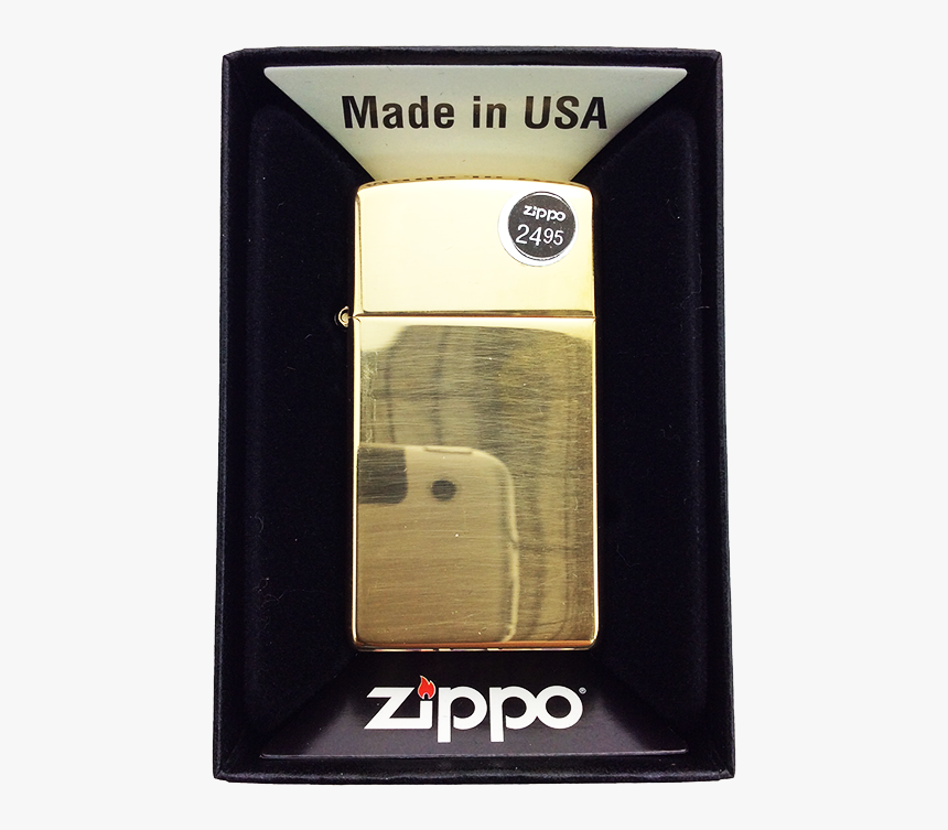 Zippo Lighter Plain Slim Brass - Zippo Slim Black, HD Png Download