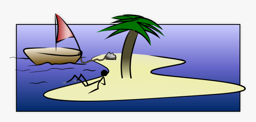 Desert Island Stick Figure Svg Clip Arts - Boat And Island Clipart, HD Png Download