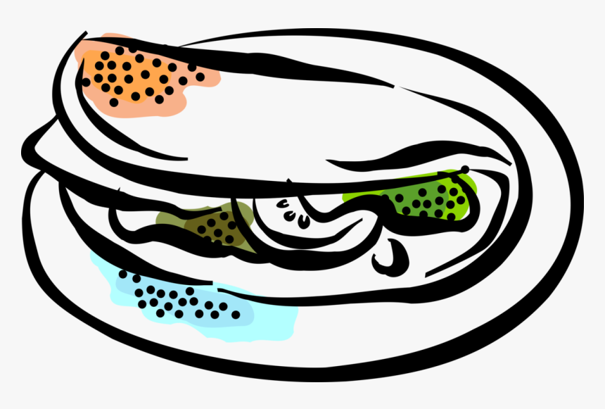 Vector Illustration Of Flat Bread Pita Sandwich With, HD Png Download