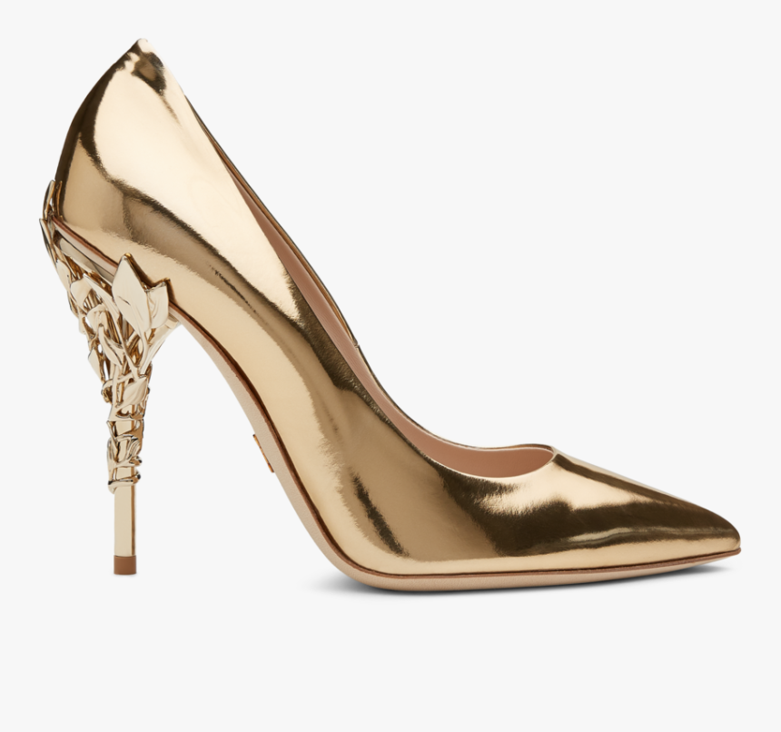 Gold Metallic Calf Leather With Light Gold Leaves Data - Basic Pump, HD Png Download