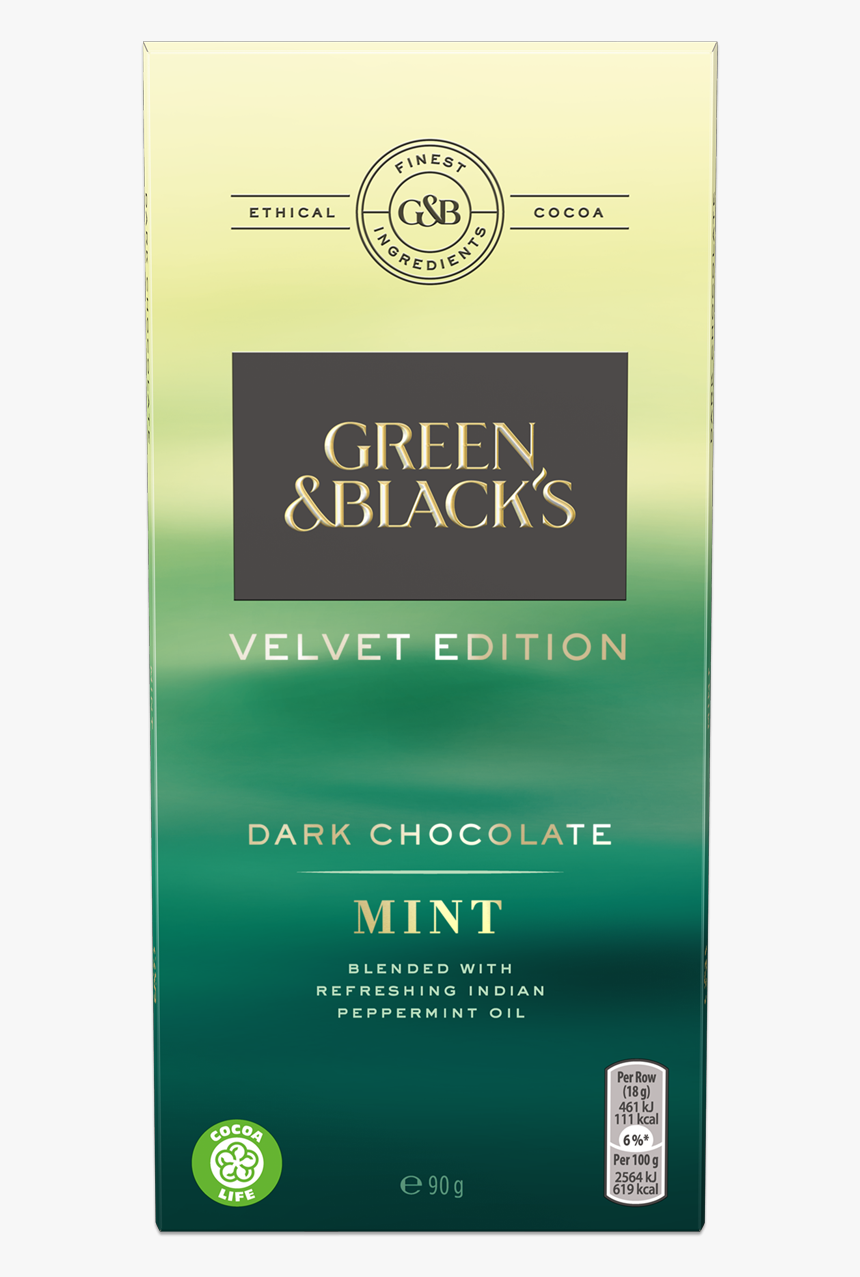 Green & Black S Mint Dark Chocolate 90g Bar - Green And Blacks Velvet Mint, HD Png Download