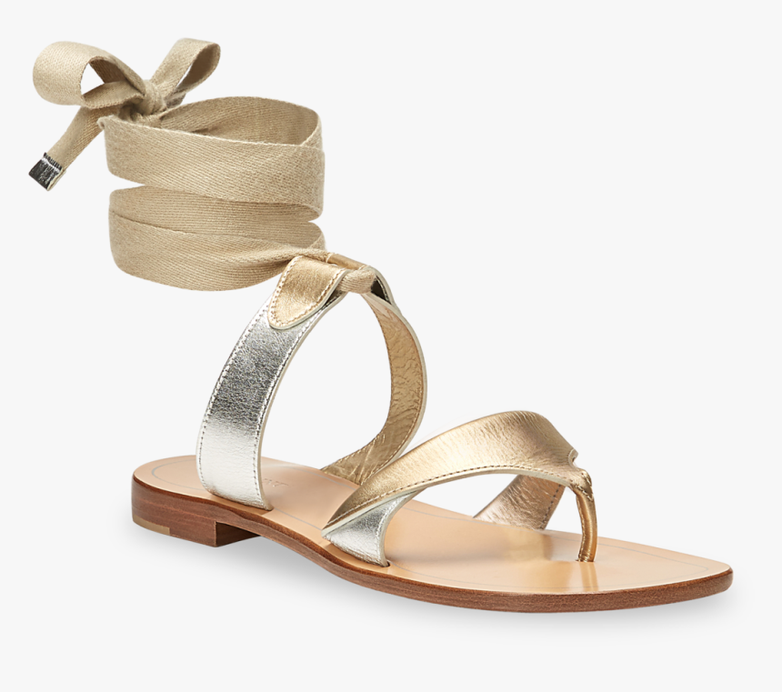 10mm Italian Made Flat Grear Sandal In Gold Calf - Sandal, HD Png Download