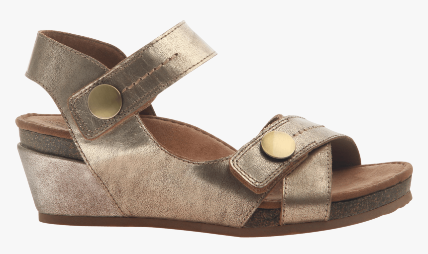 Womens Wedge Sandal Sandey In Gold Side View 
 Class - Sandal, HD Png Download