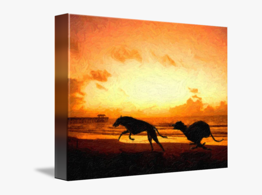 Greyhound Painting Canvas Print Art - Greyhounds On Beach, HD Png Download