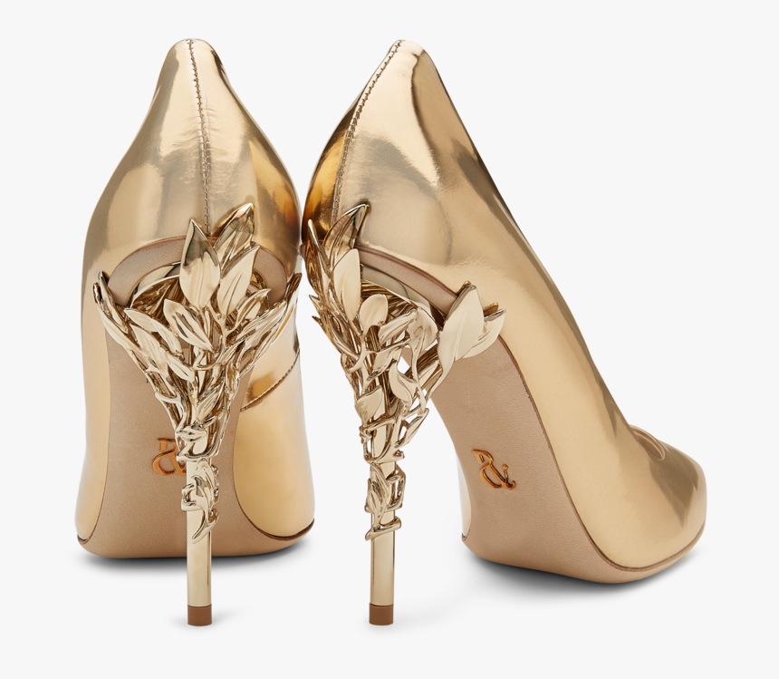 Gold Metallic Calf Leather With Light Gold Leaves Data - Basic Pump, HD Png Download