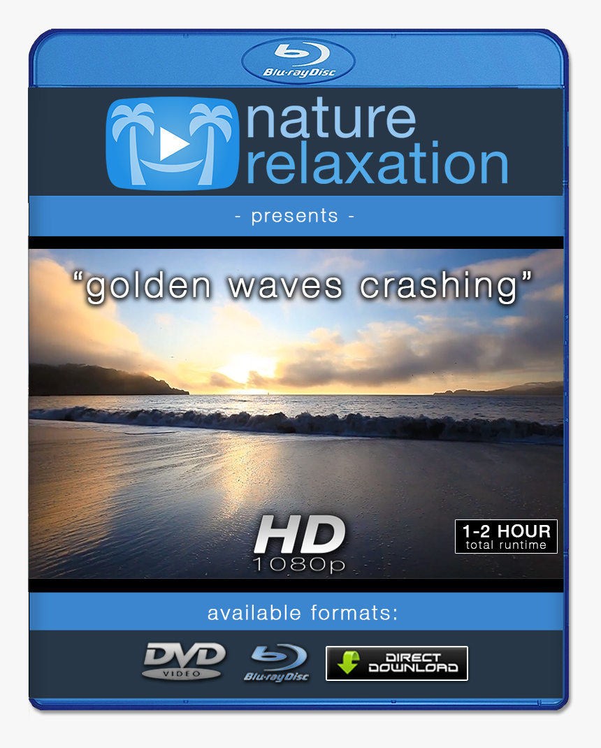 Golden Waves Crashing At Sunset - Aquarium For Relaxation 4k Uhd Screensaver Bluray, HD Png Download