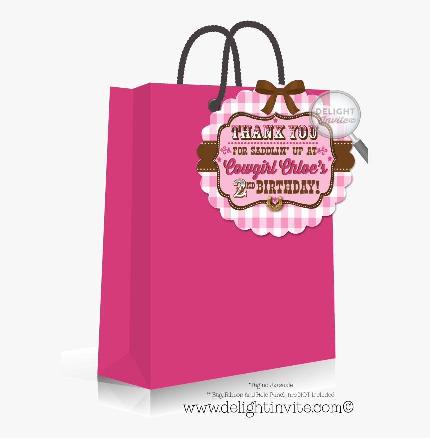 Pink Checkered Cowgirl Birthday Favor Tags, HD Png Download