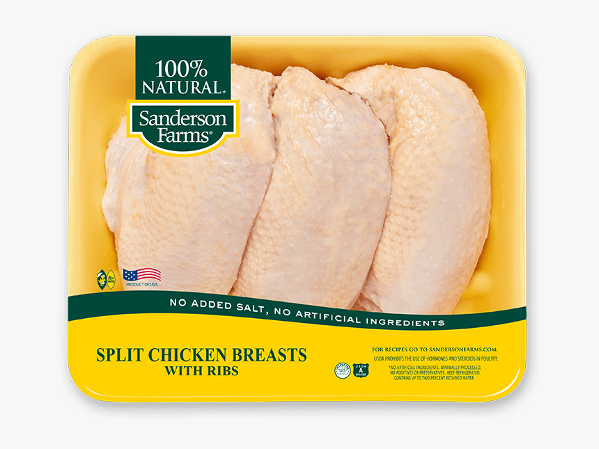 Family Pack Split Breasts - Sanderson Farms Split Chicken Breast, HD Png Download