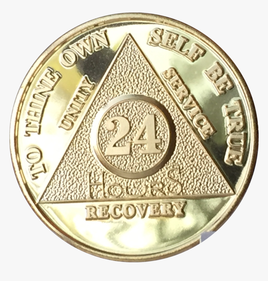 24 Hours Aa Medallion 24k Gold Plated Alcoholics Anonymous - Aa Chip, HD Png Download