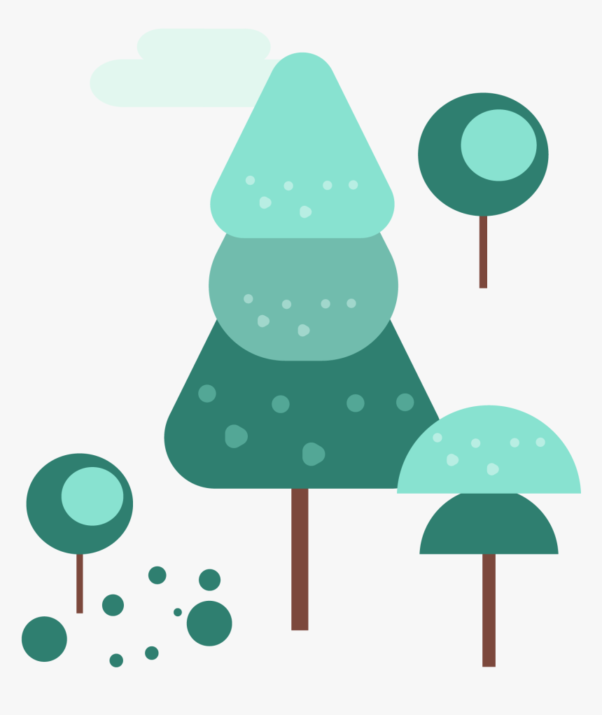 Winter Elements Trees Light Green Clouds Png And Vector - Illustration, Transparent Png