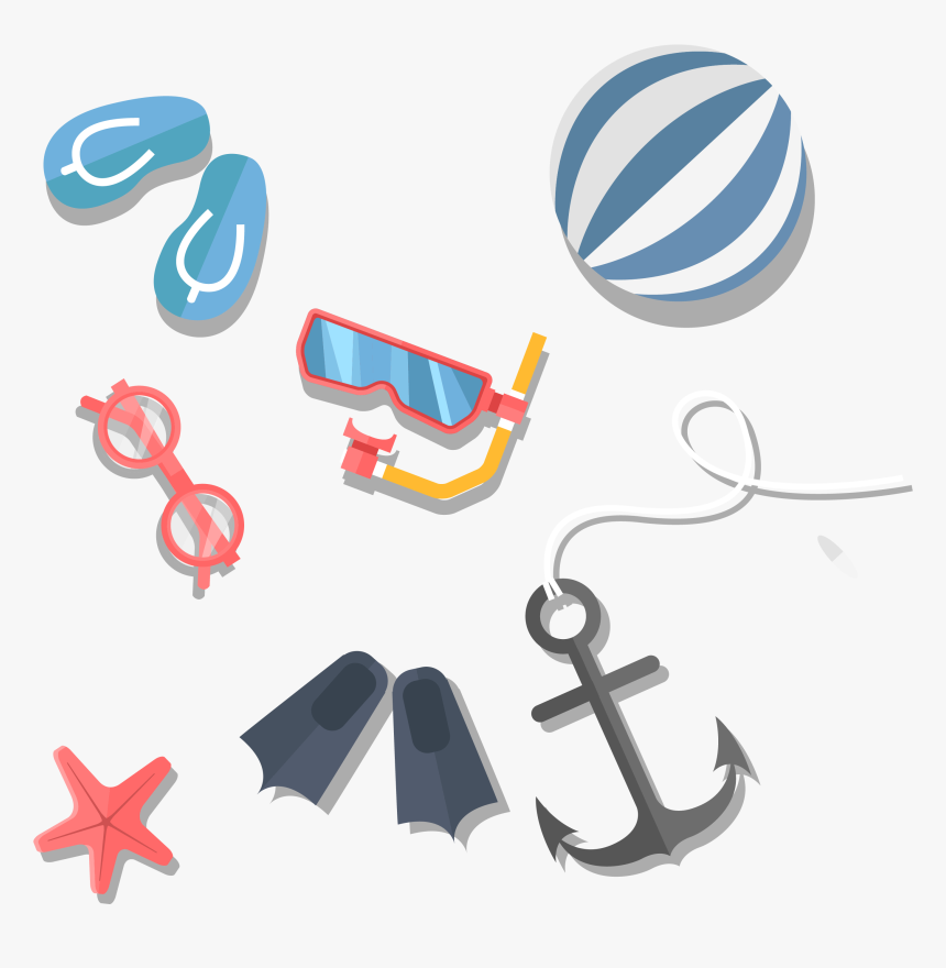 Summer Material Vector Beach Download Hd Png Clipart, Transparent Png