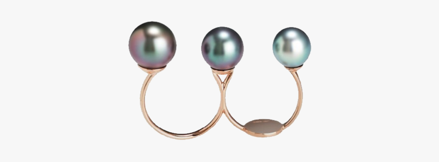 Black South Sea Pearl Double Ring 

 
 Data Rimg Lazy - Earrings, HD Png Download