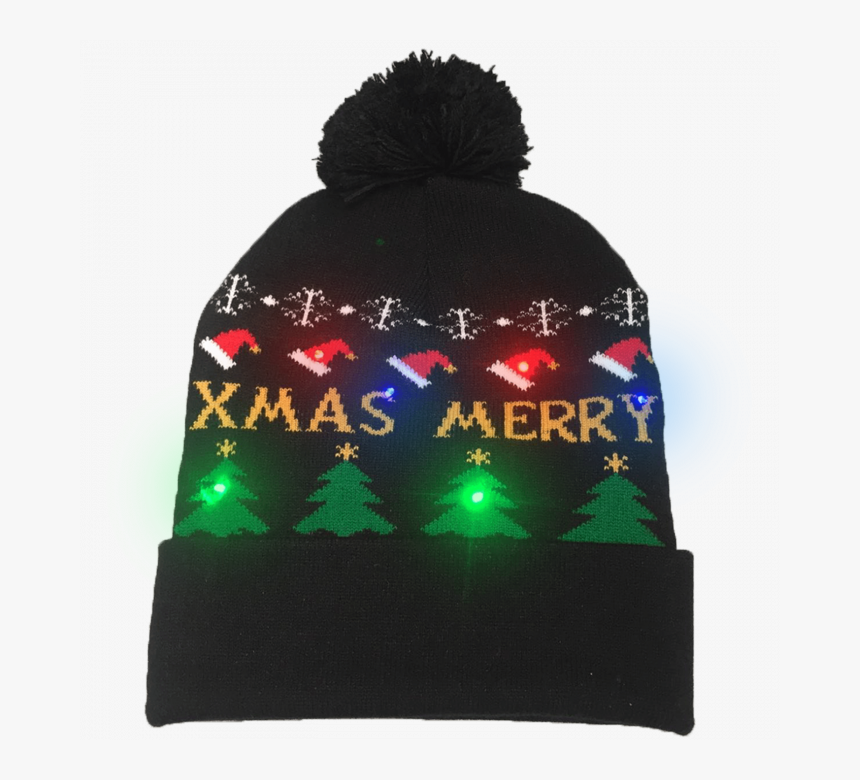 Led Light-up Knitting Merry Christmas Hat - Beanie, HD Png Download