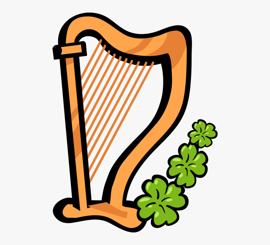 Vector Illustration Of St Patrick S Day Clàrsach Gaelic - Shamrock Clipart, HD Png Download