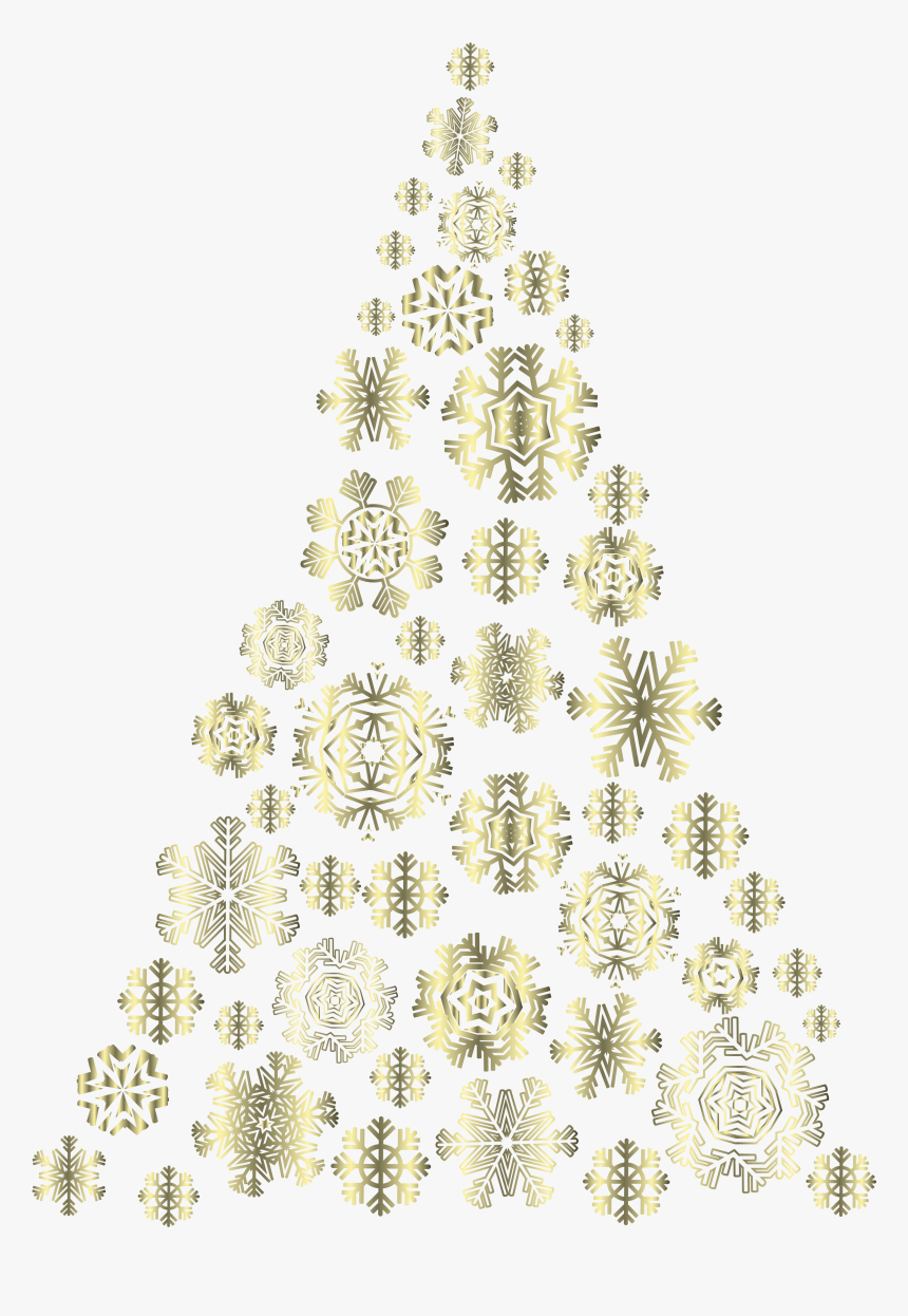 Golden Snowflakes Christmas Png - Snowflake Christmas Tree Png, Transparent Png