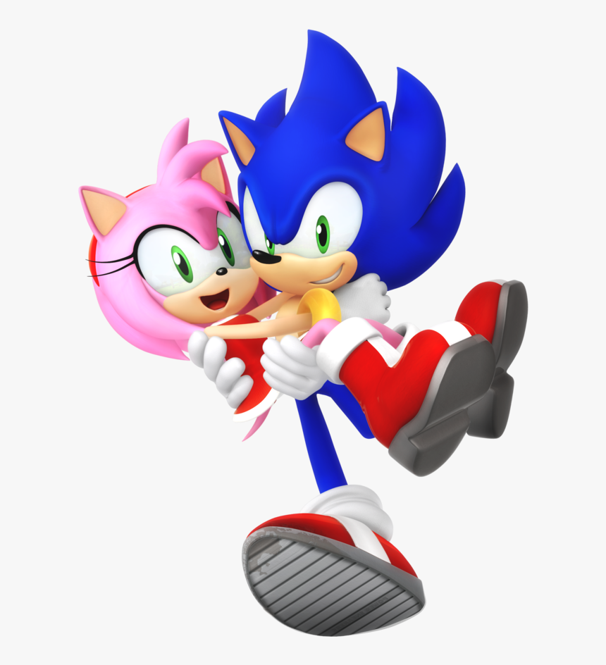 Modern Sonic 25th Anniversary , Transparent Cartoons - Sonic And Amy Modern, HD Png Download