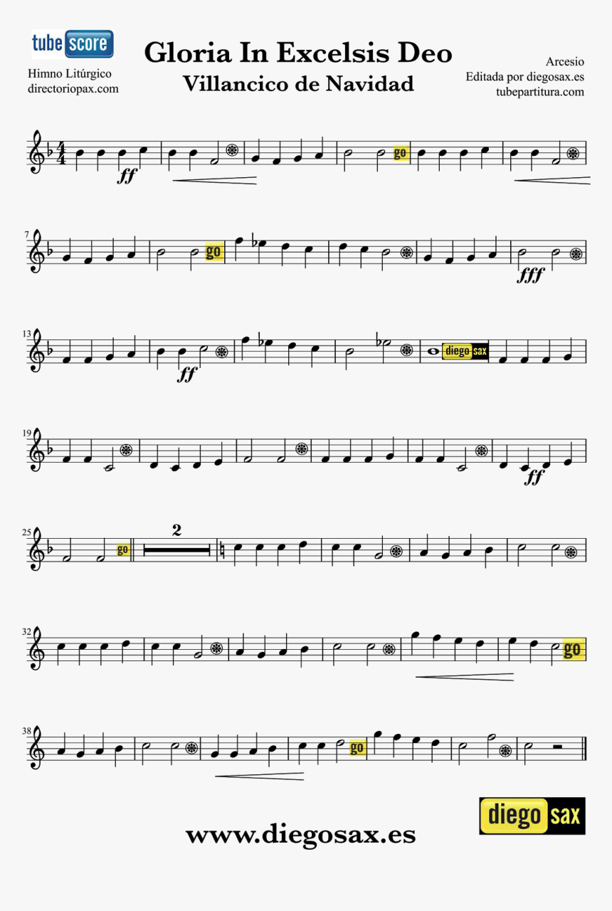 Gloria In Excelsis Deo Partitura Del Villancico En - Ay Del Chiquirritin Partitura Violin, HD Png Download